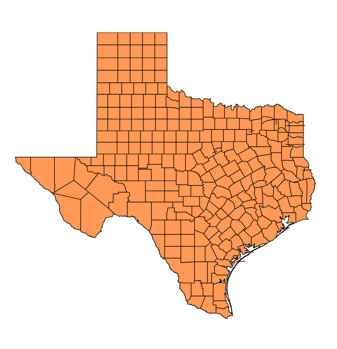 Map of Texas showing safety scores